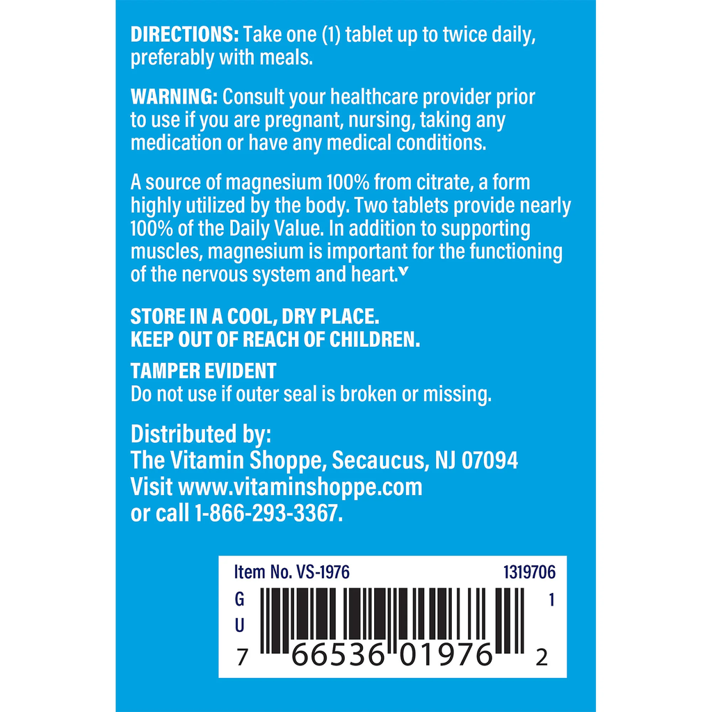 Citrato de Magnesio 200 mg (100 Tabletas)