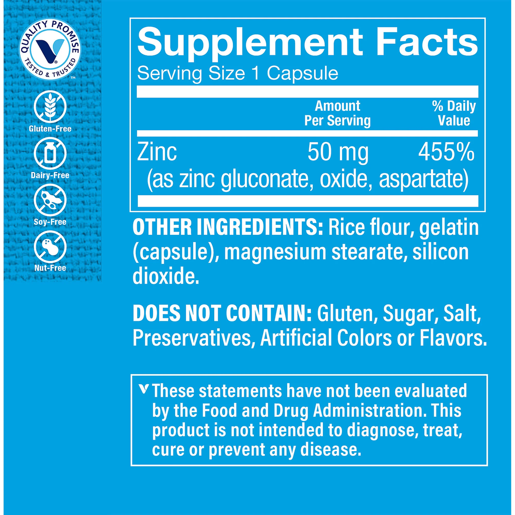 Zinc 50 mg (100 Capsulas)